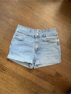 Forever 21 Light Blue Double-Button Cuffed Denim Shorts